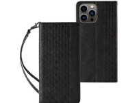 Hurtel Magnet Strap Case iPhone 14 flip cover plånbok mini lanyard stativ svart