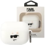 Karl Lagerfeld KLAPRUNCHH veske til AirPods Pro - hvit Silikon Choupette Head 3D