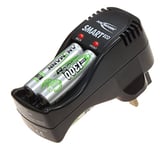 ANSMANN Smart Eco Charger Set | For charging AA & AAA rechargeable batteries | with 4 x AA NiMH 1300 mAh capacity batteries, ideal for phone handsets, games consoles | great value overnight charger