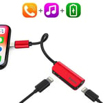 Baseus Iphone 7/8/x Lightning Adapter Laddning, Musik - Röd