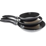 Ibili 405926 Indubasic Aluminum fridge pan / Black plastic (Pack of 3) - 18cm, 22cm, 26cm