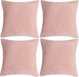 4 x Soft Cushion Cover Blush Pink Teddy Luxury Super Sherpa Faux Fur 43x43cm