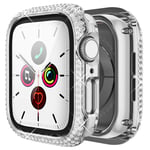 wlooo Glitter Diamond Case for Apple Watch Series 6/5/4/SE 40mm, Bling Crystal Shiny Rhinestone Girls Women Cover Stainless Metal Scratchproof Protective Case for iWatch Series 6 SE 5 4 (40mm, Silver)