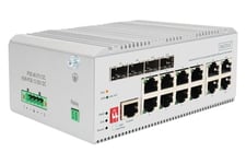 DIGITUS Switch réseau Industriel administrable 12 Ports Gigabit Ethernet PoE - 8X RJ45 + 4X SFP/RJ45 Combo - 185W PoE Budget - L2 administrable - 10/100/1000 Mbps - Montage sur Rail DIN