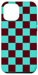 Coque pour iPhone 12 Pro Max Motif damier marron turquoise à carreaux