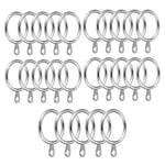 24-pack Metallgardineringar, 30 mm Inre Diameter För Gardinstänger, Stänger Och Draperi, Silver
