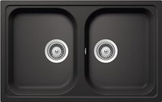 SCHOCK | Évier de cuisine Lithos 2 bacs petits, matériau Cristalite®, noir absolu, 790 x 500 mm