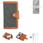 Mobile phone case + headphones for Motorola Edge 30 Neo Bookstyle dark grey