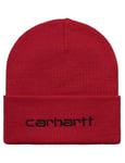 Carhartt WIP Script Beanie Hat - Rocket/Black Size: ONE SIZE, Colour: Red