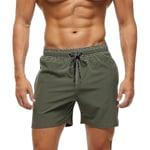 Badbyxor för män med dragkedjeficka Vattentäta Snabbtorkande badbyxor med justerbar dragsko Armégrön Army Green XL