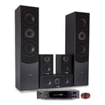 Ensemble Home-Cinéma 5 enceintes LTC E1004 Noire 850W + Ampli ATM8000 Karaoke - USB/BT/RADIO FM 4x75W +3 x20W + Câble