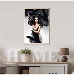 chthsx Beautiful Woman with Black Hair Print Black Butterflies Makeup Art Poster Photography Picture Bedroom Wall Decor Canvas Painting-30x42cm No Frame