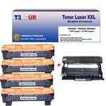 Kit Tambour+ 4 Toners compatibles avec Brother TN1050, DR1050 pour Brother HL1110, HL1112, HL1210W, HL1212W - T3AZUR
