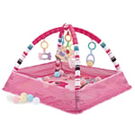Baby Play Gym, with 5 Hanging Toys and 18 Ocean Balls - Safe Baby Kick and Play Mat, Infant Activity Gym Ball Pit, Activity Gym Mat for Newborns