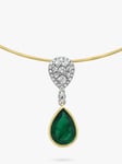Milton & Humble Jewellery Second Hand 18ct White & Yellow Gold Emerald & Diamond Pendant Necklace, Gold/Silver
