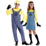 Bob Minion-dräkt för barn, pojke flicka Minion jumpsuit outfit med glasögon och hatt flicka Girl S