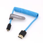 Cable HDMI 8K 2.1 Micro HDMI vers HDMI spiral¿¿ tress¿¿ haute vitesse Micro HDMI male rallonge cable bleu pour GoPro Hero 7 Sony A6000 A7III Nikon B500 Yoga 3
