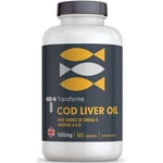 Cod Liver Oil 1000mg High Strength - Omega 3 Bottle 365 Capsules - Transforme