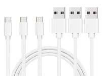 Lot 3 Cables pour SONY XPERIA 10 / 10 PLUS / XZ3 / XZ2 / XZ2 COMPACT / XZ1 / XZ PREMIUM / X COMPACT / XA1 /XA2 / XA2 ULTRA / L3 / L2 / L1 - Cable USB-C Nylon Tresse Argent Blanc[Phonillico]