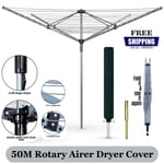 50M Rotary Airer Clothes Dryer Heavy Duty 4 Arm Garden Outdoor Washing Line