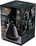 Tower Cavaletto Pyramid Kettle Rapid Fast Boil 1.7 L 3000 W Black and Rose Gold