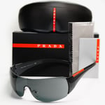Prada Black Sunglasses Shield Visor Glossy Wrap Sport PS02LS SPS 02L 1AB-1A1