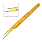 5" TWEEZERS POINTED BEAUTY EYEBROW SHARP EYELASHES EXTENSION YELLOW DOTTED