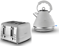 Tower Ash Grey 1.7L 3KW Pyramid Kettle & 4 Slice Toaster Contemporary Set