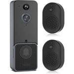 Gotrays - Sonnette caméra sans fil double sonnette vidéo wifi sonnette avec pir détection du corps humain et alarme d'application audio