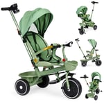 2-i-1 trehjuling barnvagn, vridbar sits, fällbar kapell, grön, ECOTOYS