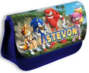 Personalised Blue Pencil Case Any Name Sonic Bag School Kids Stationary 217