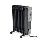 9 Fin 2kW Black Oil Filled Radiator with Thermostat
