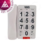 Tel UK 18045 Big Button Corded Telephone Desk Phone│Easy to Read│White