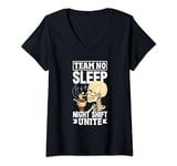 Womens Midnight Shift Unite Skeleton Coffee Lover V-Neck T-Shirt