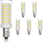 6-pack E14 LED-lampa 9W halogenekvivalent 75W, kall vit 6000k icke-dimmbar 360 strålvinkel för spisfläkt kök sänglampa (FMY)