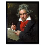 Music Composer Ludwig Van BeethovenPortrait Painting Joseph Karl Stieler Art Print Framed Poster Wall Decor 12x16 inch