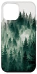 iPhone 14 Plus Green Forest Fog Pine Trees Nature Art Case