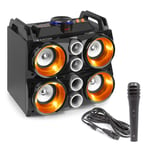 Fenton Battery Powered Portable Stereo Quad Speaker with Bluetooth USB & Lights 150w