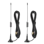 Heayzoki Car Aerial, 2pcs Mobile Car Magnetic Antenna Signal Amplifier Aerials for BaoFeng UV‑5R 8W Walkietalkie, Car Digital Radio Antenna with Magnetic Base TV Extension Cable TV Adapter