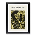 Fehmarn Girls By Ernst Ludwig Kirchner Exhibition Museum Painting Framed Wall Art Print, Ready to Hang Picture for Living Room Bedroom Home Office Décor, Black A4 (34 x 25 cm)