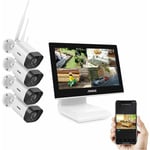 Annke - Kit Vidéosurveillance WiFi Écran lcd de 10,1 Extérieure Surveillance 4CH nvr Smart ir Vision Nocturne Microphone Intégré 8Caméras - 0TB