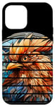 Coque pour iPhone 12 mini Cercle rétro en verre teinté volaille coq poulet, art
