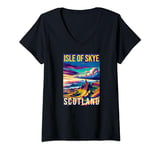 Womens Isle of Skye Scotland The Storr Travel Poster V-Neck T-Shirt