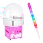 Royal Catering Sockervaddsmaskin - set med sockervaddspinnar spottskydd 52 cm 1.200 Watt pink