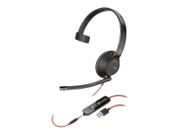Poly Blackwire 5210 - Blackwire 5200 series - headset - på örat - kabelansluten - aktiv brusradering - 3,5 mm kontakt, USB-A - svart - Certifierad för Skype for Buisness, Certifierad för Microsoft-teams, Avaya-certifierad, Cisco Jabber-certifierad