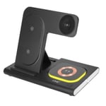 Laddstation 3 i 1 - LinQ - MagSafe 15W - Laddare för iPhone, AirPods, Apple Watch - Svart Svart