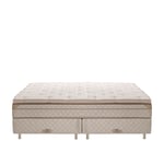 DUX - Dux 80 resårbotten/ Dux 80 resårmadrass fast/ Top Pad Bäddmadrass 200x200 cm/ Rund läder oatmeal 12 cm - Kontinentalsängar - Beige