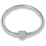 Pandora Charm Armband för Kvinnor med 925 Silver Hjärtalås, Smycken för Kvinnor, Julgåva, Födelsedagspresent, Mors Dag