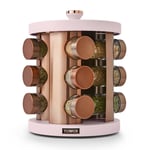 Tower Cavaletto Spice Rack, 12 Pre-Filled Spices, Pink & Rose Gold T826022PNK