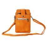 iPhone / Smartphone - Läder väska/pouch Justerbar Axelband Str. 19*12cm med korthållare och ficka dragkedja Brun